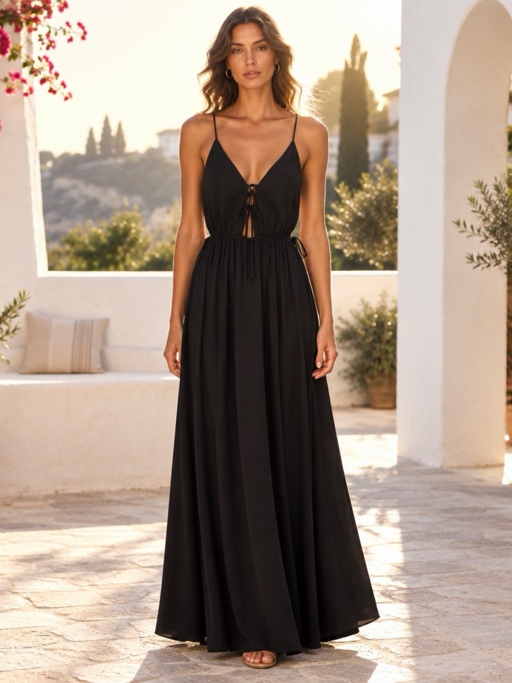 O’Neill Black Open Back Maxi Dress Cover-Up Size Small Boho Beach 100% Viscose